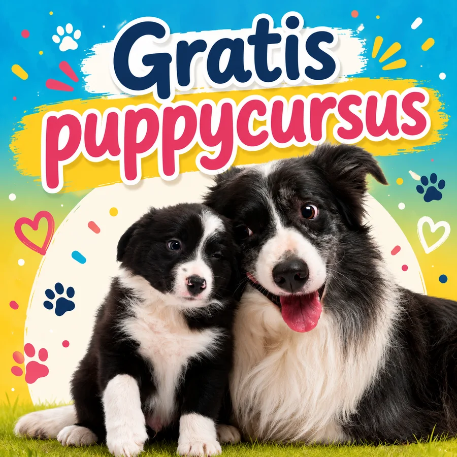 Gratis puppycursus: een border collie-pup en een volwassen border collie