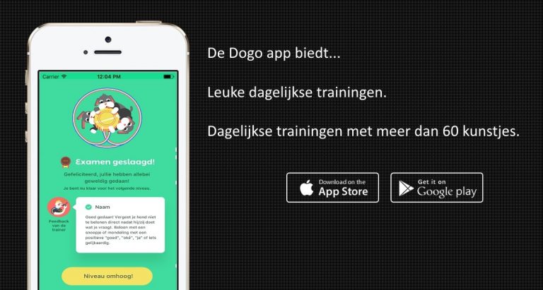 Voorbeeldscherm van de Dogo-trainingsapp